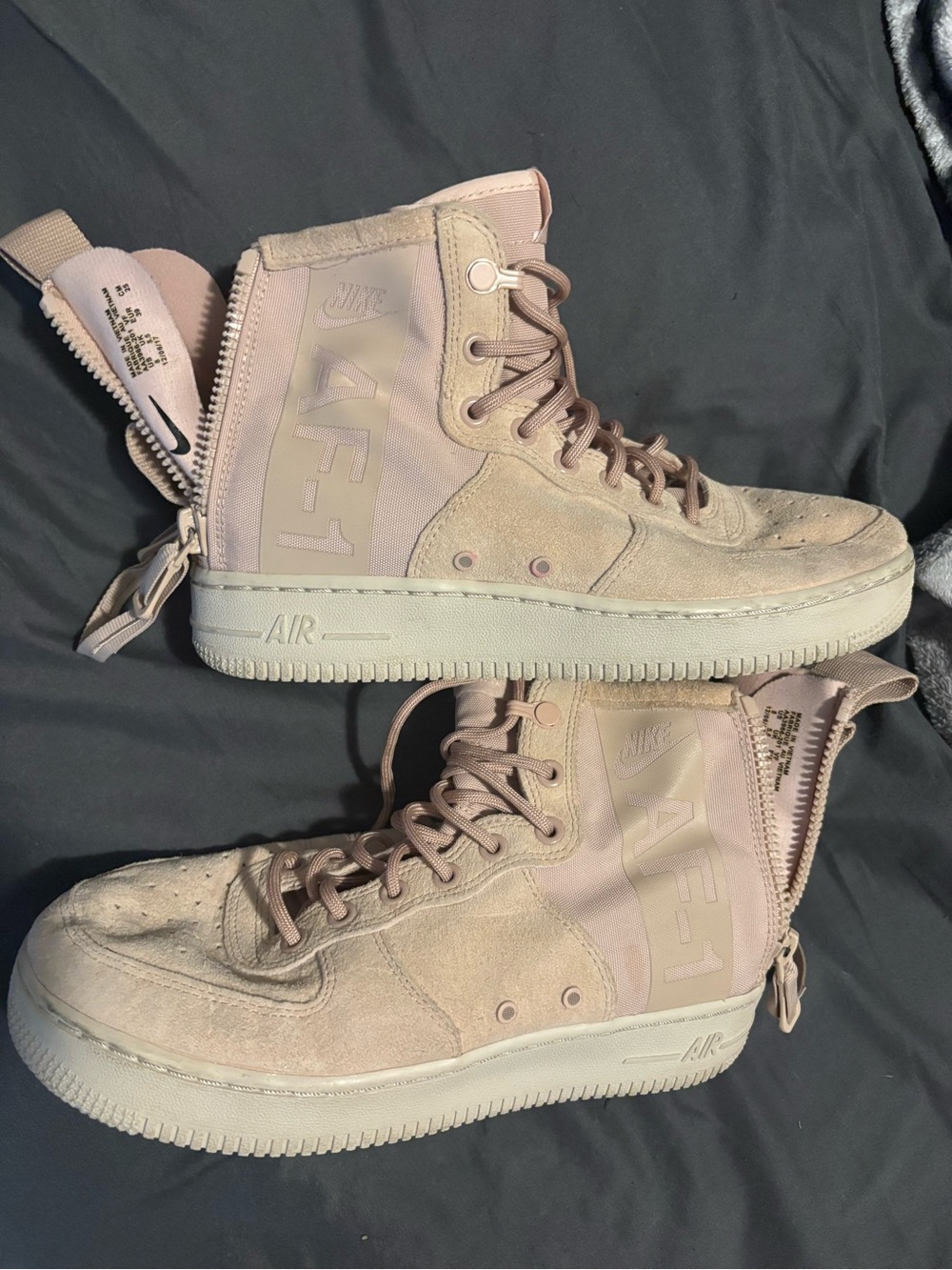 Nike Women’s Lace-Up AF-1 High Top Boots in Blush Pink